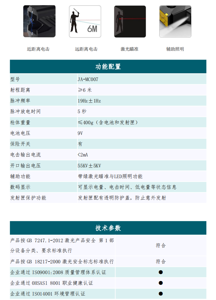 遠距離（lí）脈衝防暴器 JA-MC007